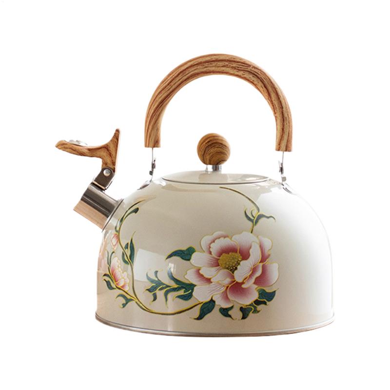 Kitchen Gadgets Vintage - Caldera tetera esmaltada Floral Vintage, utensilio