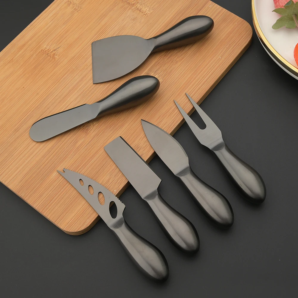 Kitchen Gadgets Vintage - Cubiertos negros mate, cuchillo para queso